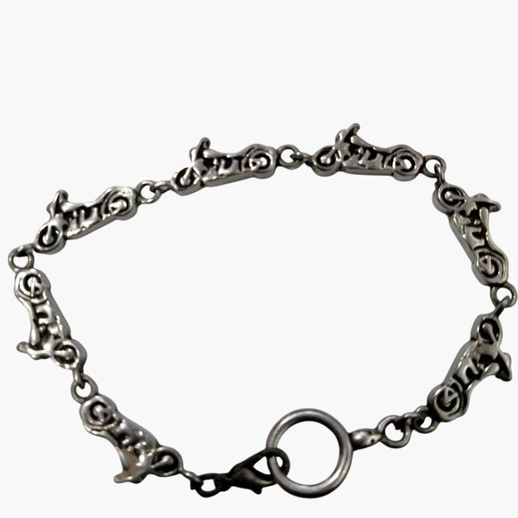 Motorcycle Charm Bracelet Silver Tone Biker Jewelry - Picture 1 of 4